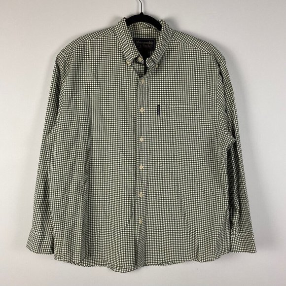 Abercrombie & Fitch Button Down Shirt Mens Large Green Plaid Relaxed Fit Logo - Picture 1 of 8